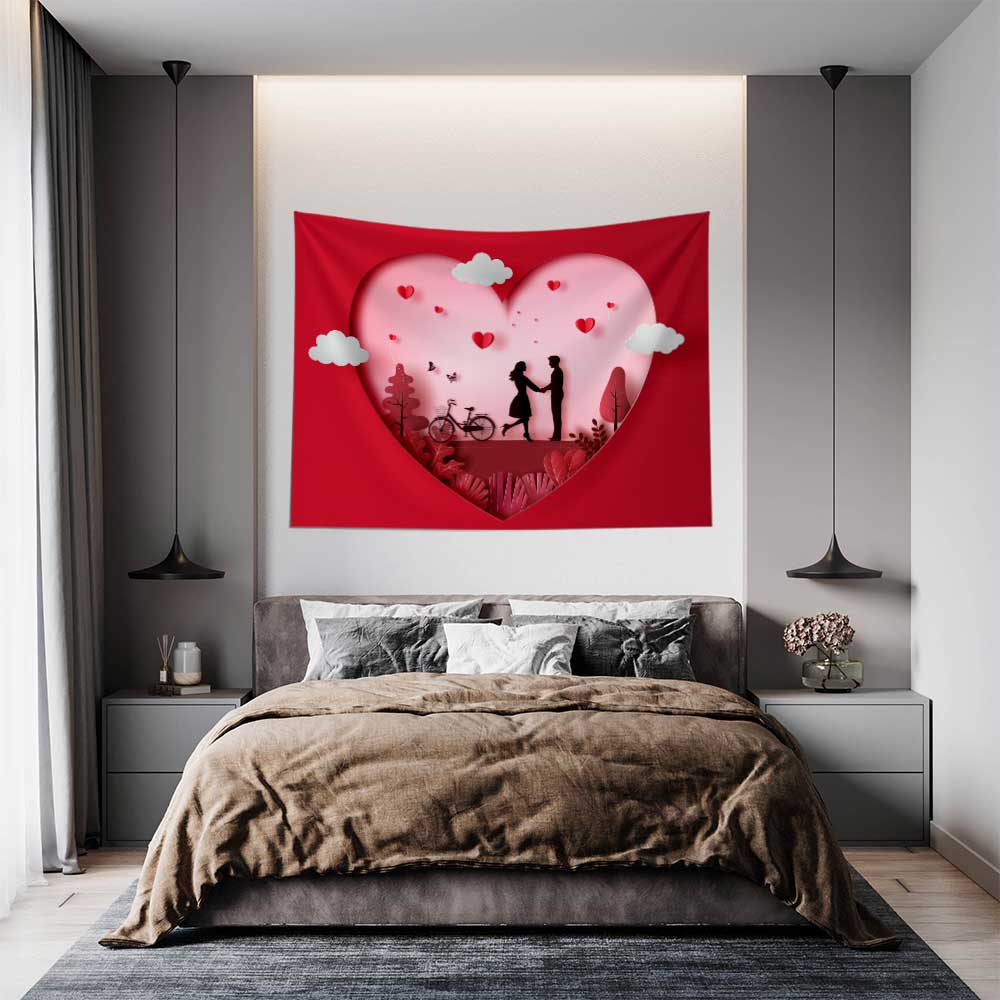 Kalp İçinde Çift Siluetli Duvar Örtüsü 4522