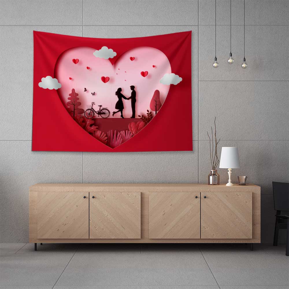 Kalp İçinde Çift Siluetli Duvar Örtüsü 4522