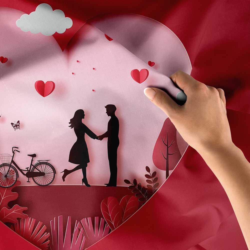 Kalp İçinde Çift Siluetli Duvar Örtüsü 4522