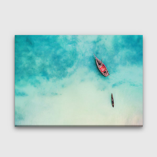 Turkuaz Denizde Tekne Üstten Görünüm Deniz Temalı Duvar Tablosu 4569