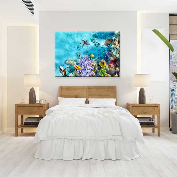Renkli Mercan Resifi ve Tropikal Balıklar Deniz Temalı Duvar Tablosu 4570