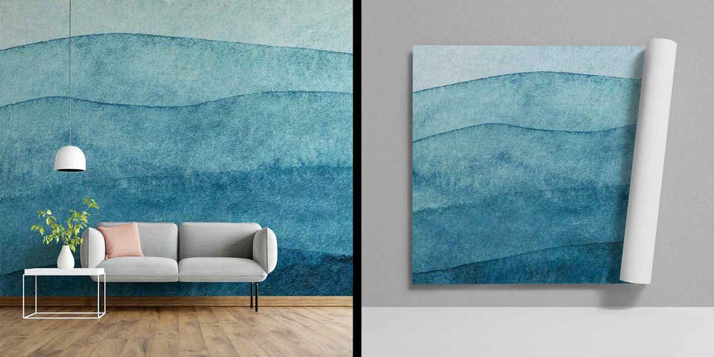 Mavi Sulu Boya Dokulu Duvar Kağıdı 4604