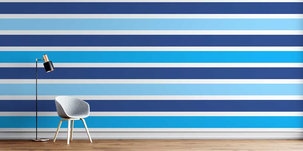 Mavi Yatay Çizgili Deniz Temalı Duvar Kağıdı 4622