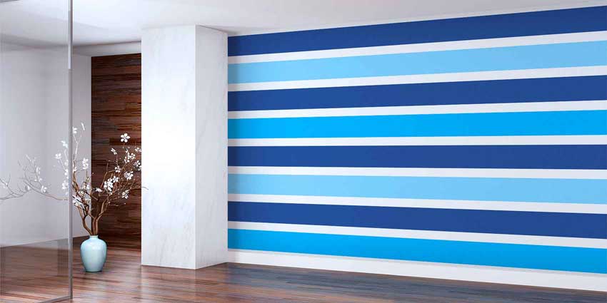 Mavi Yatay Çizgili Deniz Temalı Duvar Kağıdı 4622
