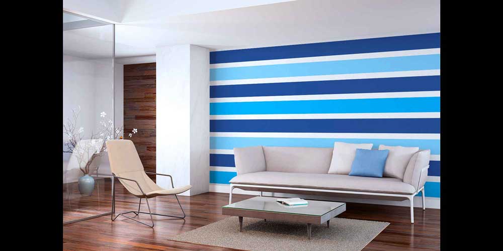 Mavi Yatay Çizgili Deniz Temalı Duvar Kağıdı 4622