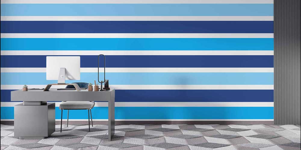 Mavi Yatay Çizgili Deniz Temalı Duvar Kağıdı 4622