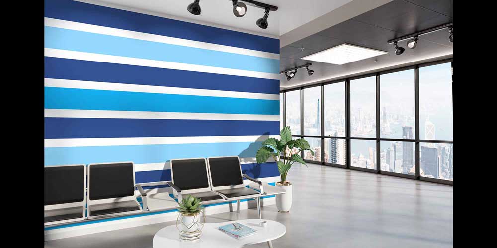 Mavi Yatay Çizgili Deniz Temalı Duvar Kağıdı 4622