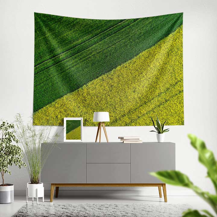 Yeşil ve Sarı Tarım Tarlası Manzaralı Duvar Örtüsü 4747