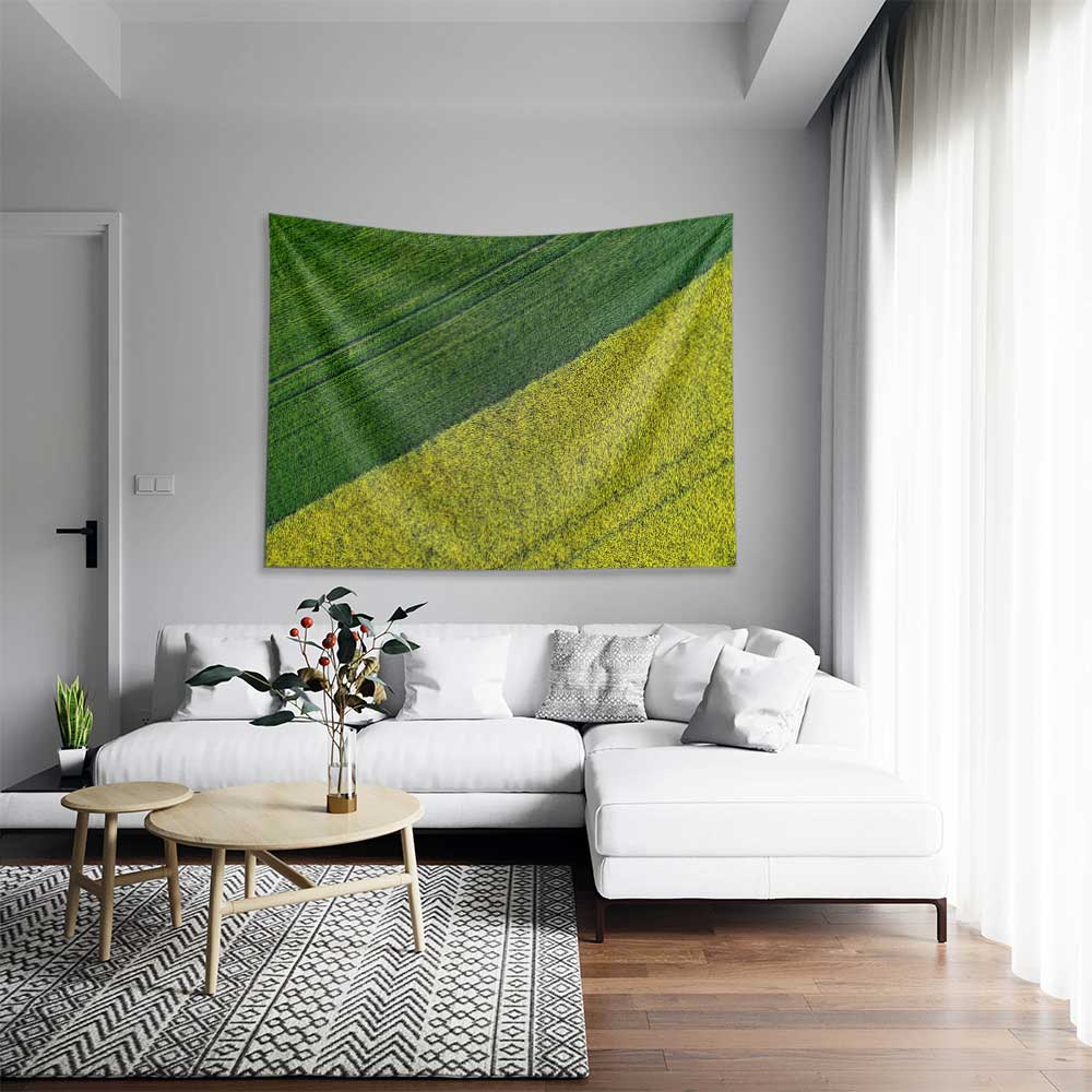 Yeşil ve Sarı Tarım Tarlası Manzaralı Duvar Örtüsü 4747