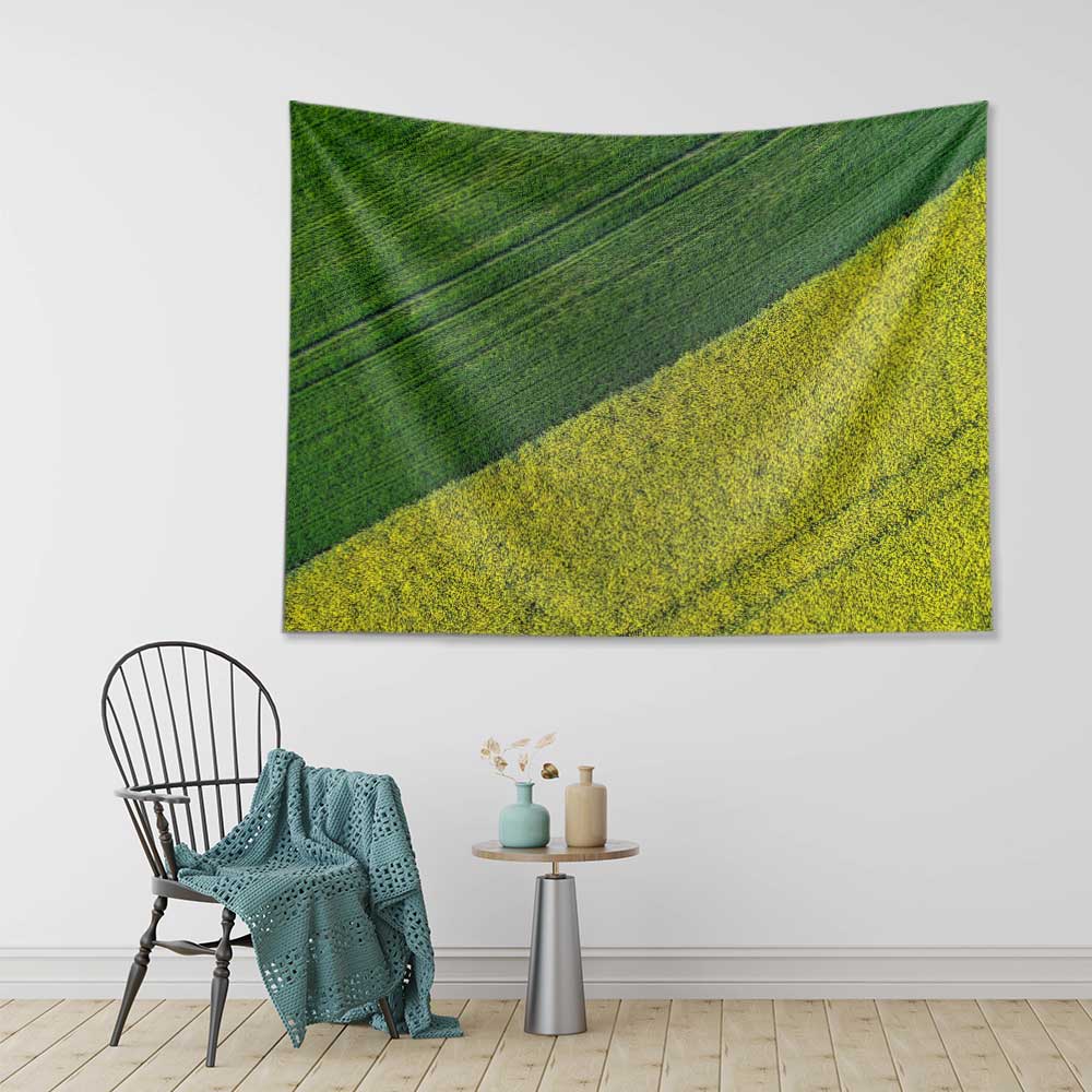 Yeşil ve Sarı Tarım Tarlası Manzaralı Duvar Örtüsü 4747