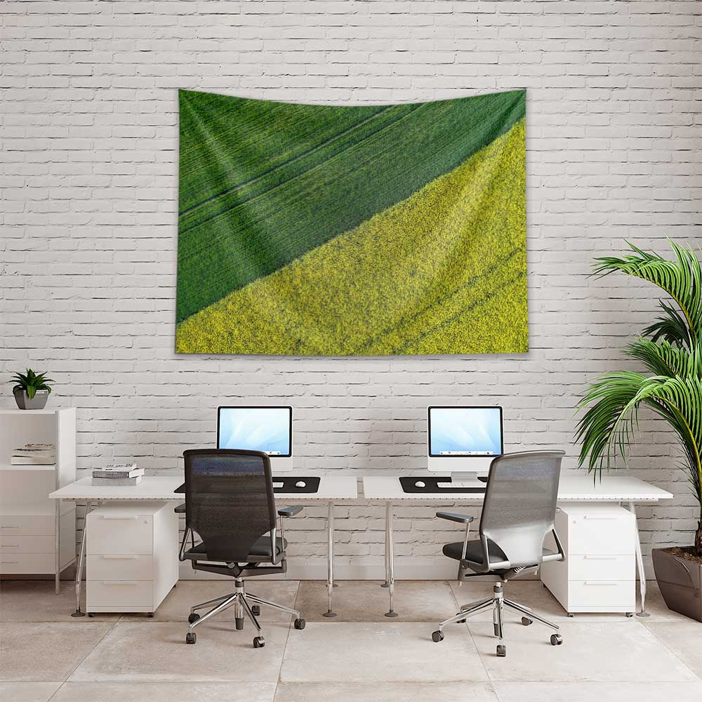 Yeşil ve Sarı Tarım Tarlası Manzaralı Duvar Örtüsü 4747