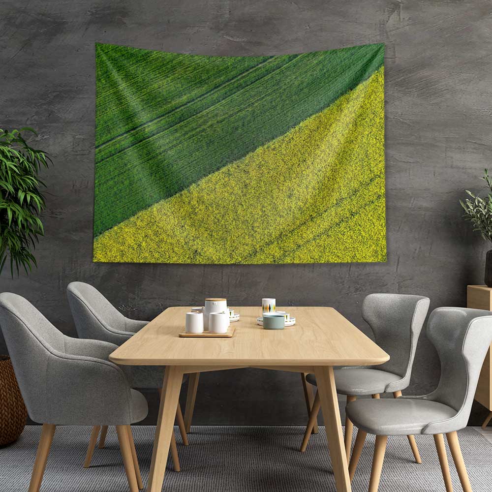 Yeşil ve Sarı Tarım Tarlası Manzaralı Duvar Örtüsü 4747