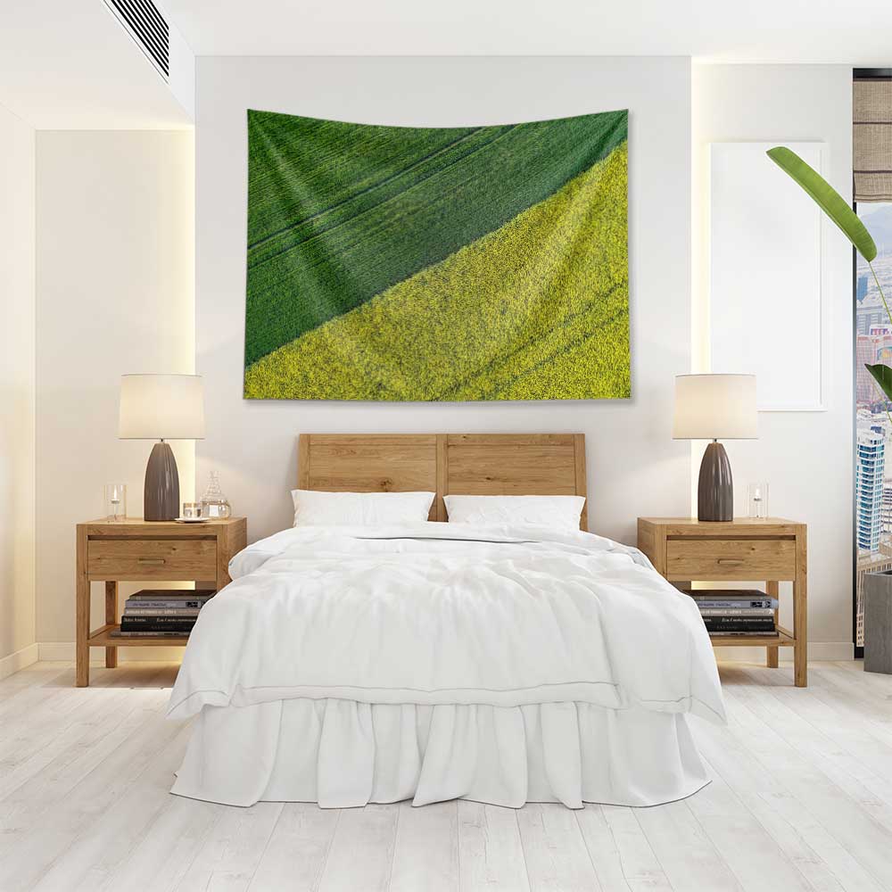 Yeşil ve Sarı Tarım Tarlası Manzaralı Duvar Örtüsü 4747