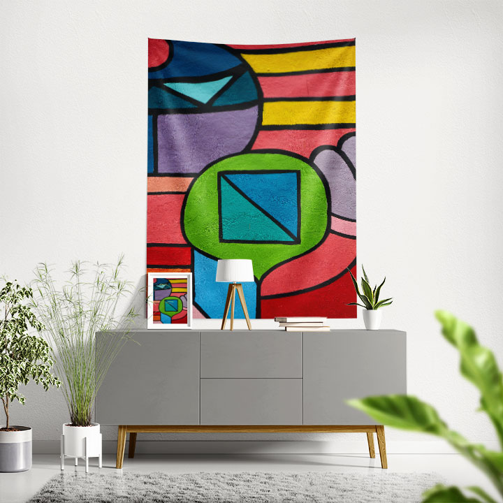 Renkli Geometrik Duvar Örtüsü 5032