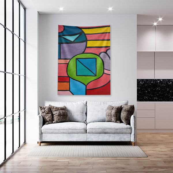 Renkli Geometrik Duvar Örtüsü 5032