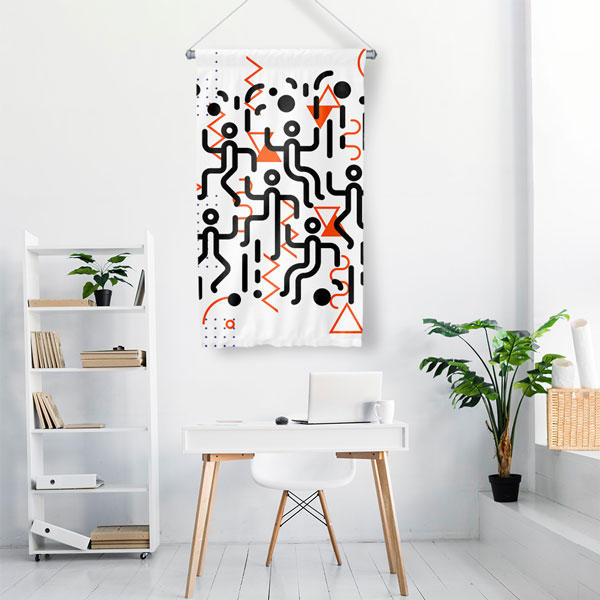 Soyut Geometrik Desen Modern Duvar Flaması Kumaş Baskı 5094