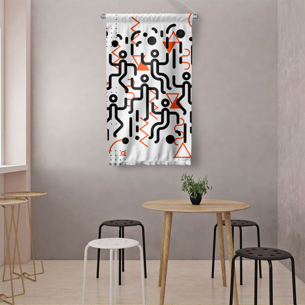 Soyut Geometrik Desen Modern Duvar Flaması Kumaş Baskı 5094