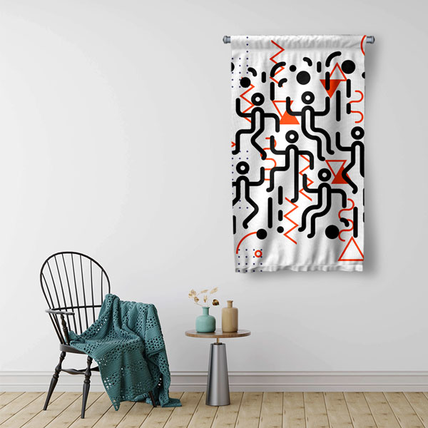 Soyut Geometrik Desen Modern Duvar Flaması Kumaş Baskı 5094