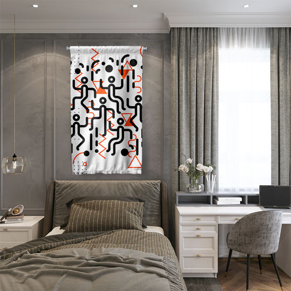 Soyut Geometrik Desen Modern Duvar Flaması Kumaş Baskı 5094