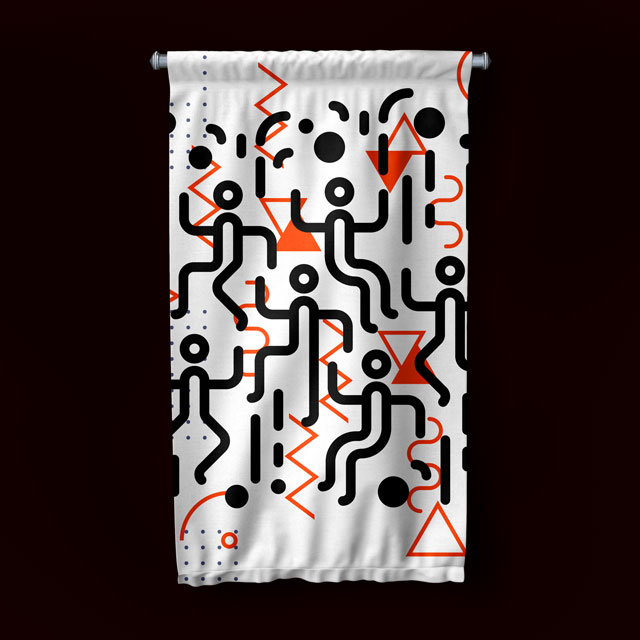 Soyut Geometrik Desen Modern Duvar Flaması Kumaş Baskı 5094