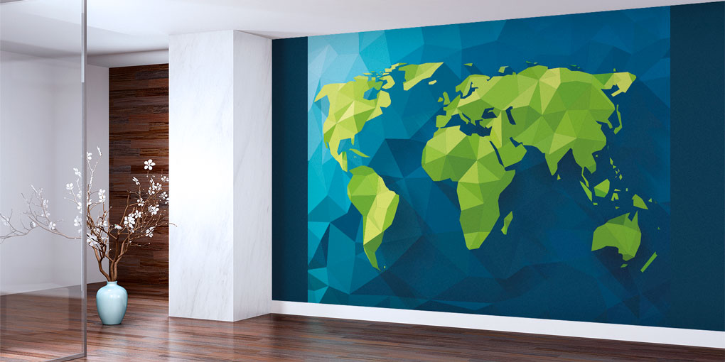 Low Poly Dünya Haritası Harita Sanatı Duvar Kağıdı 5119