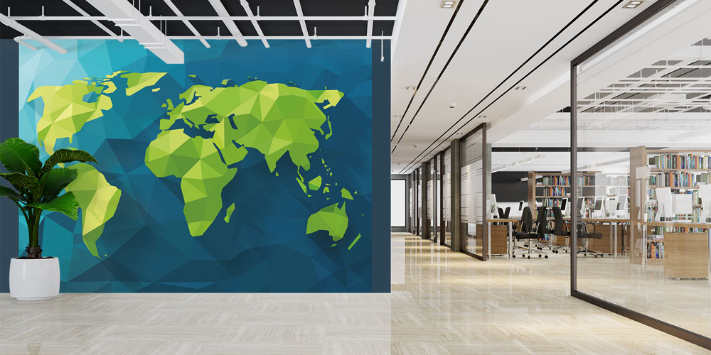 Low Poly Dünya Haritası Harita Sanatı Duvar Kağıdı 5119