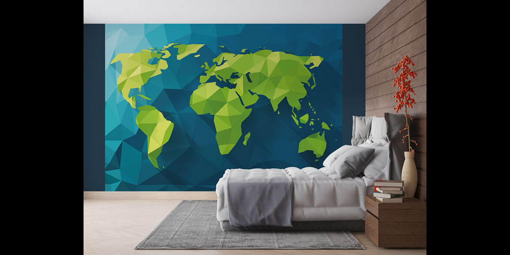 Low Poly Dünya Haritası Harita Sanatı Duvar Kağıdı 5119