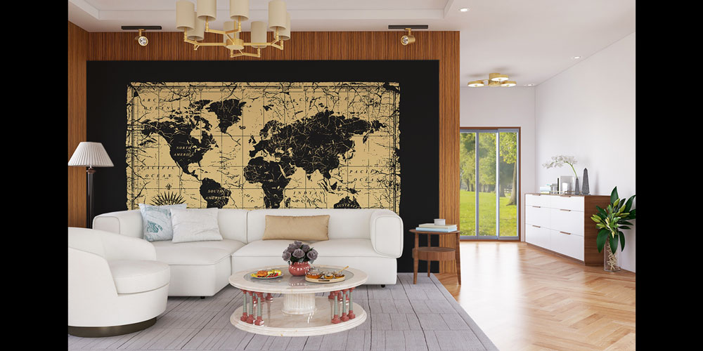 Eskitilmiş Antik Dünya Haritası Harita Sanatı Duvar Kağıdı 5139