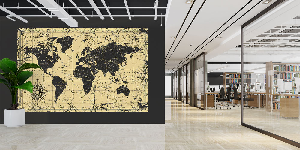 Eskitilmiş Antik Dünya Haritası Harita Sanatı Duvar Kağıdı 5139