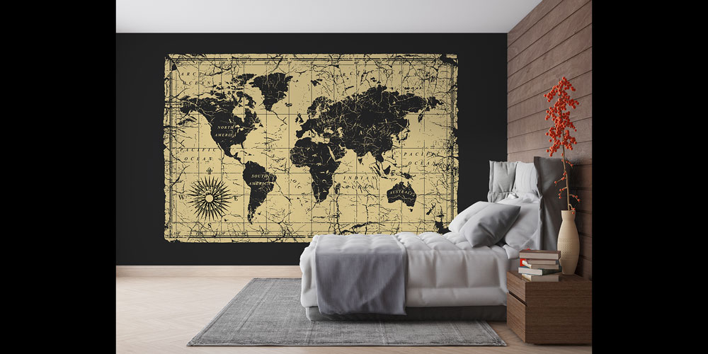 Eskitilmiş Antik Dünya Haritası Harita Sanatı Duvar Kağıdı 5139