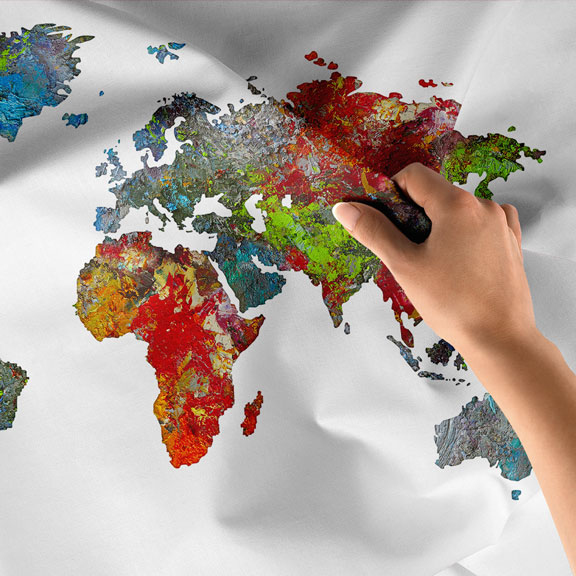 Soyut Renkli Dünya Haritası Duvar Örtüsü 5144