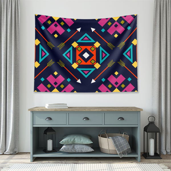 Renkli Etnik Geometrik Desen Sanatı Duvar Örtüsü 5195