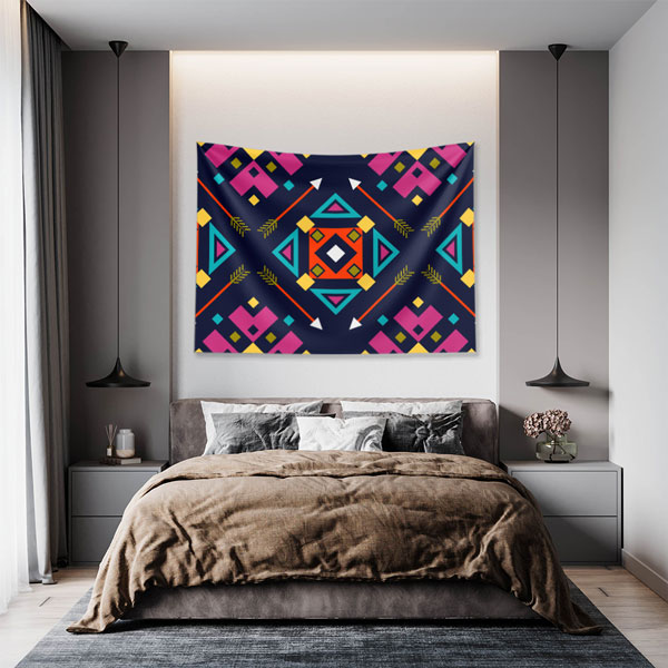 Renkli Etnik Geometrik Desen Sanatı Duvar Örtüsü 5195