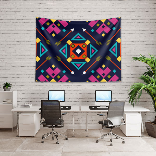 Renkli Etnik Geometrik Desen Sanatı Duvar Örtüsü 5195