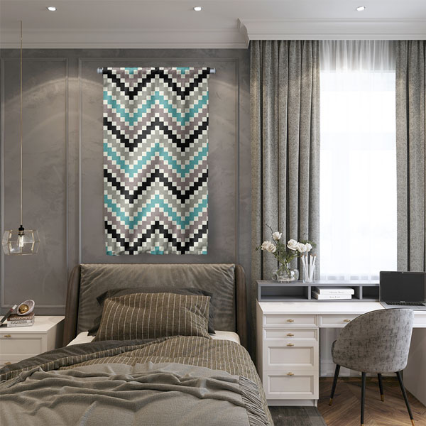 Zikzak Desenli Geometrik Desen Sanatı Duvar Flaması 5207