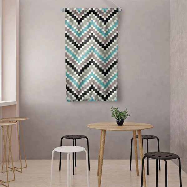 Zikzak Desenli Geometrik Desen Sanatı Duvar Flaması 5207