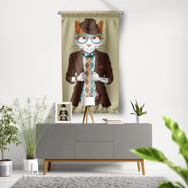 Centilmen Kedi Duvar Flaması 5215