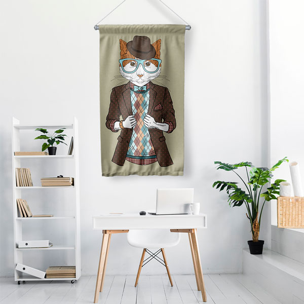 Centilmen Kedi Duvar Flaması 5215