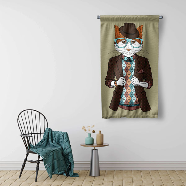 Centilmen Kedi Duvar Flaması 5215