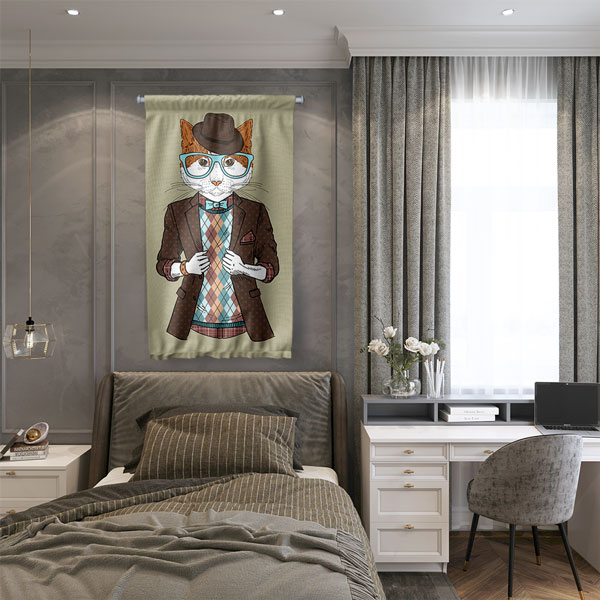 Centilmen Kedi Duvar Flaması 5215