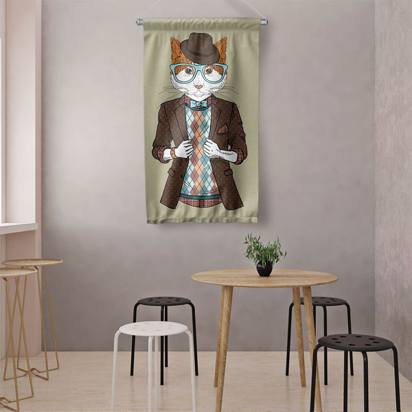 Centilmen Kedi Duvar Flaması 5215