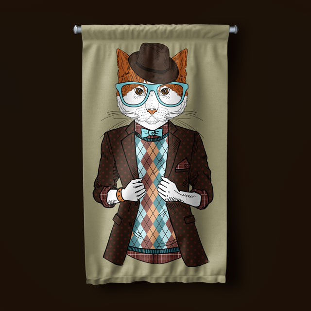 Centilmen Kedi Duvar Flaması 5215