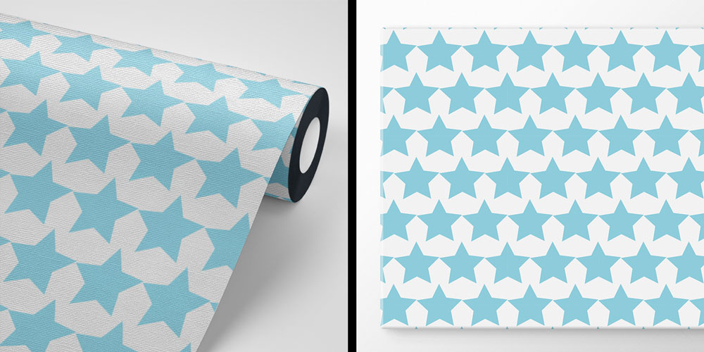 Mavi Beyaz Yıldız Desenli Geometrik Duvar Kağıdı 5224