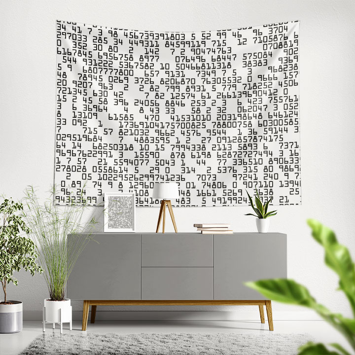 Siyah Beyaz Sayılar Desenli Duvar Örtüsü Kumaş Baskı 5353