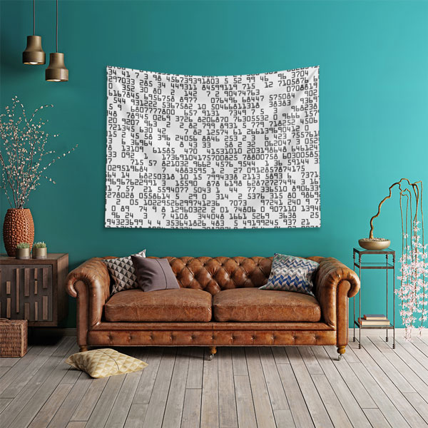 Siyah Beyaz Sayılar Desenli Duvar Örtüsü Kumaş Baskı 5353