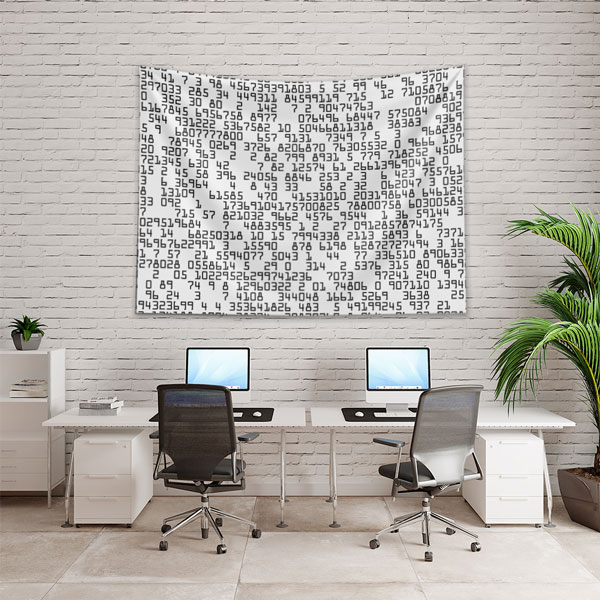 Siyah Beyaz Sayılar Desenli Duvar Örtüsü Kumaş Baskı 5353