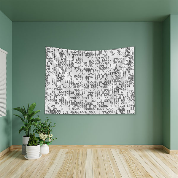 Siyah Beyaz Sayılar Desenli Duvar Örtüsü Kumaş Baskı 5353