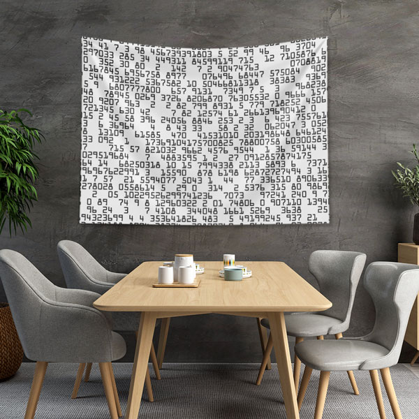 Siyah Beyaz Sayılar Desenli Duvar Örtüsü Kumaş Baskı 5353