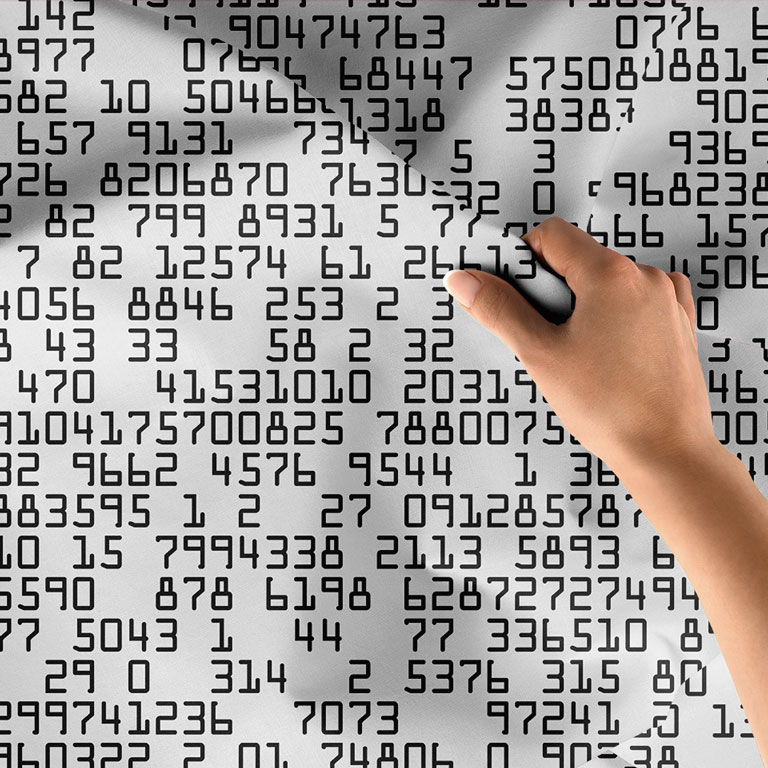 Siyah Beyaz Sayılar Desenli Duvar Örtüsü Kumaş Baskı 5353