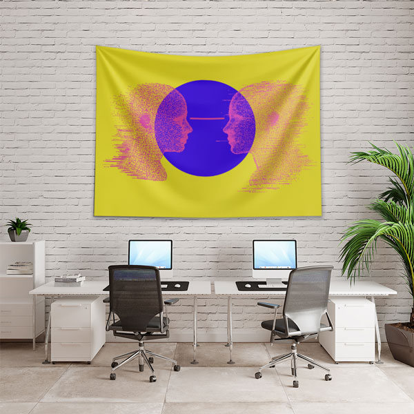 Dijital İnsan Silüetleri Soyut Sanat Duvar Örtüsü 5413